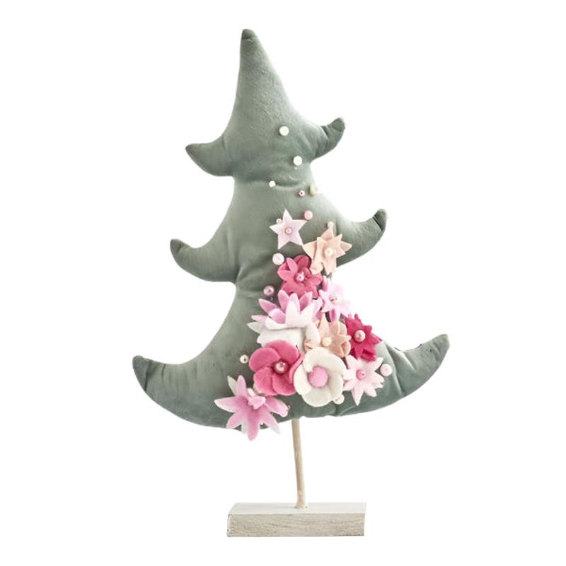 GREEN VELVET TREE WITH PINK FLOWERS 23x7x35 - Default Title
