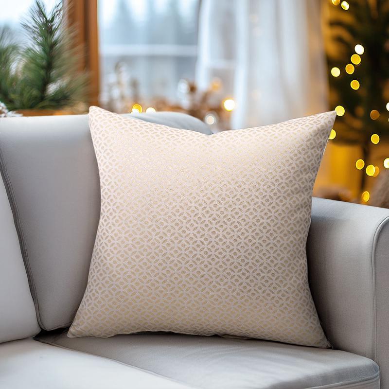 Jacquard Pillowcase Ecru-Gold 40x40cm - Default Title