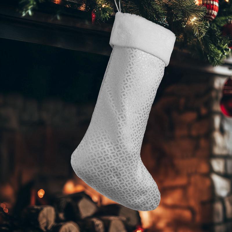 Jacquard Sock Ecru-Silver 50x30cm - Default Title