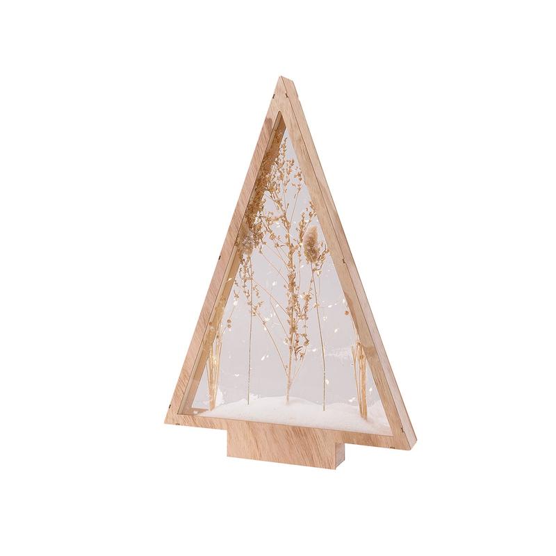 LED Christmas Tree Dried Flower Motif Wood Ecru 40x5x58 - Default Title