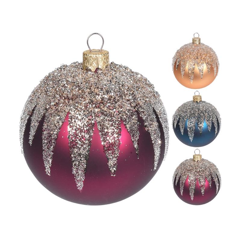 Matte Glass Ball 3 Designs with Glitter 10cm - Default Title