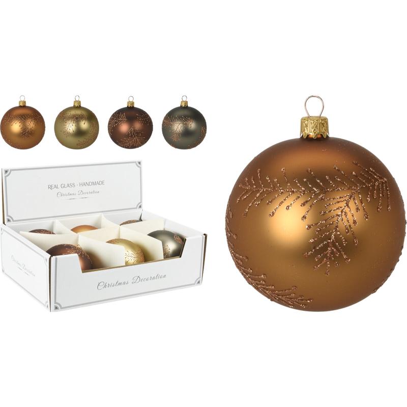 Matte Glass Ball with Glitter 10cm 4 Pieces