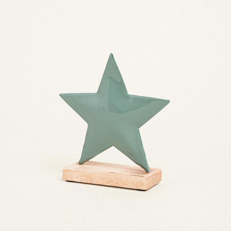 Metal Star with Base 15x16cm Khaki - Default Title