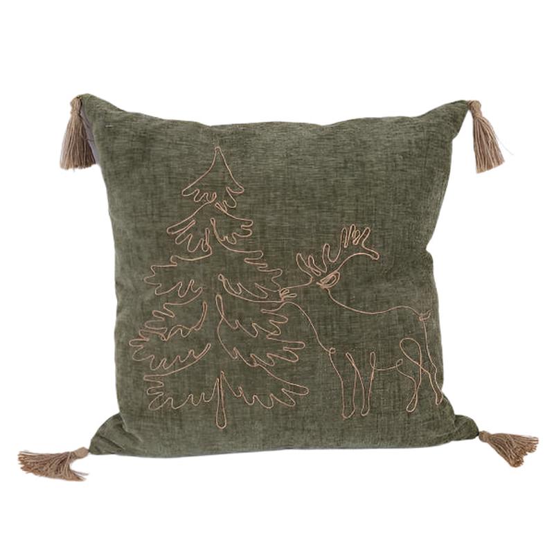 OIL PILLOW WITH CHRISTMAS TREE AND DEER 45x5x45 - Default Title
