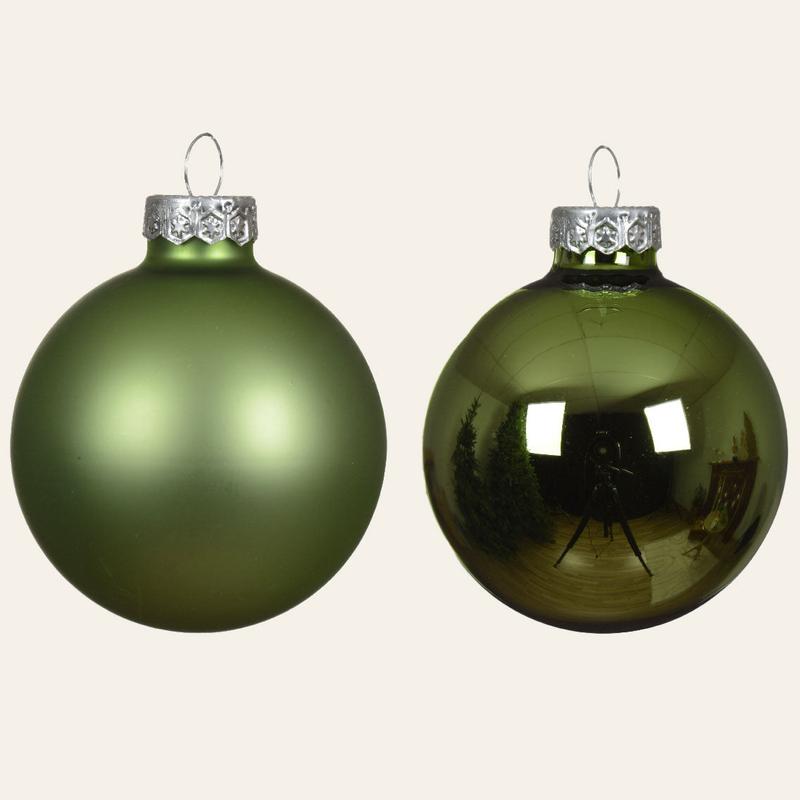 Olive Glass Balls 6cm Set of 12 Pieces - Default Title