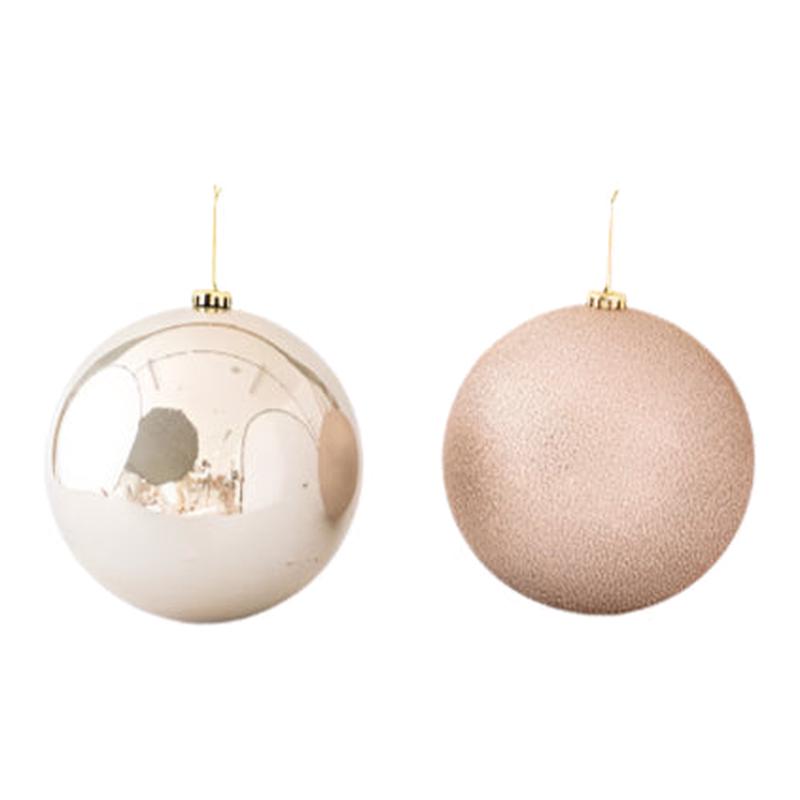 PLASTIC BALL CHAMPAGNE-PINK GLOSSY AND GLITTER SET OF 2 PCS 20cm - Default Title