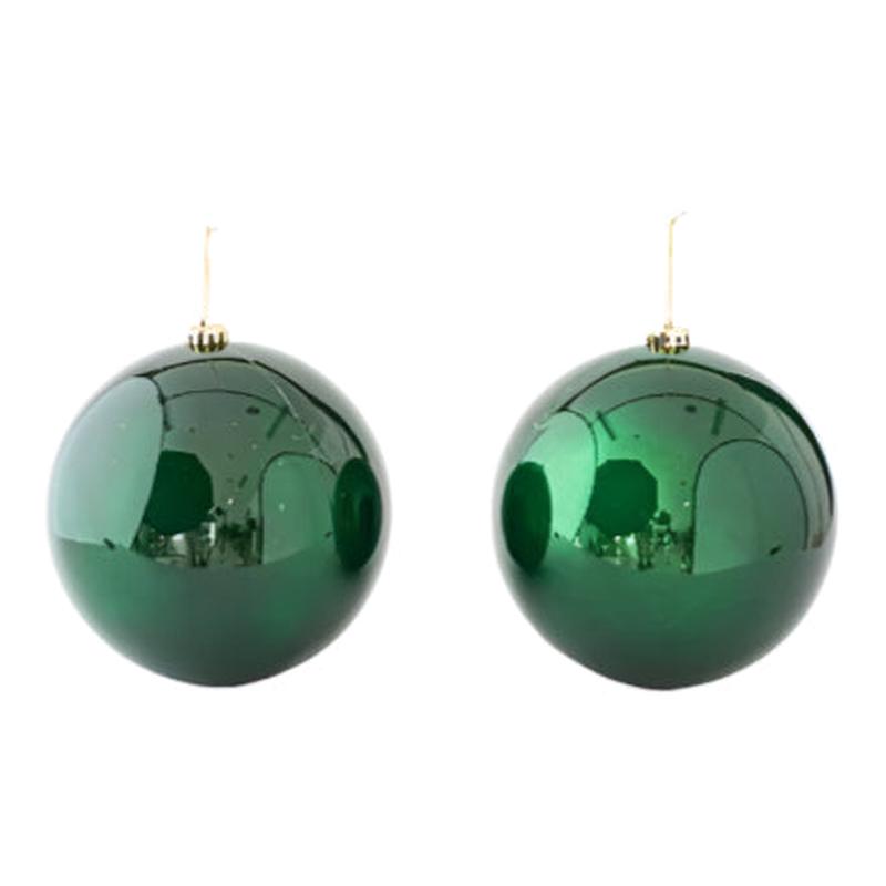 PLASTIC BALL GREEN GLOSSY SET OF 2 PCS 20cm - Default Title