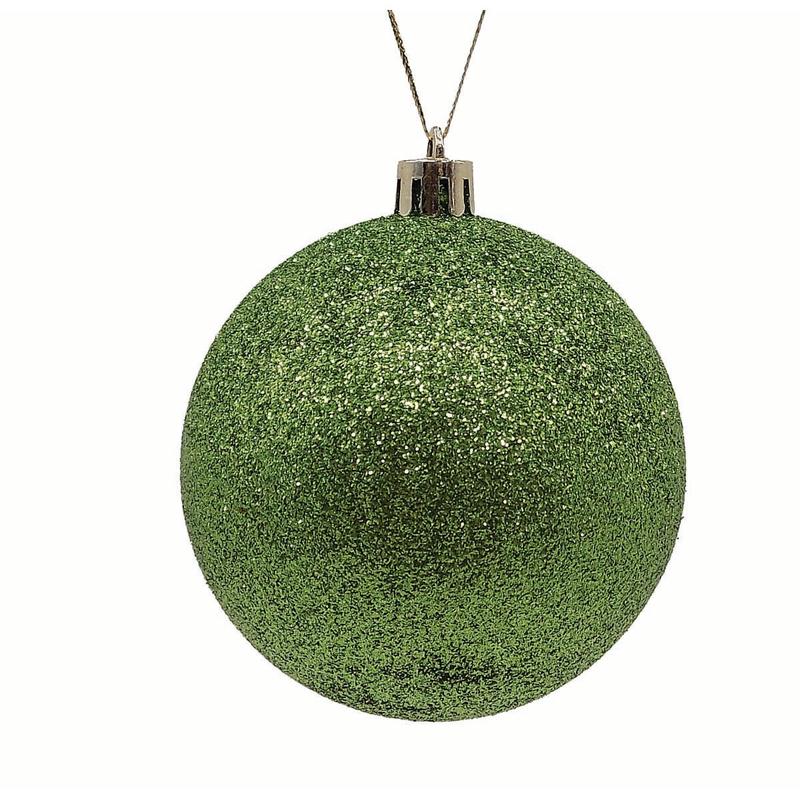 Plastic Ball Green with Glitter S/4 10cm - Default Title