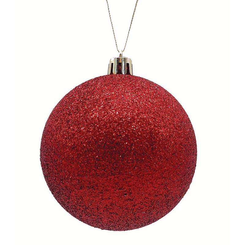 Plastic Ball Red With Glitter S/12 6cm - Default Title