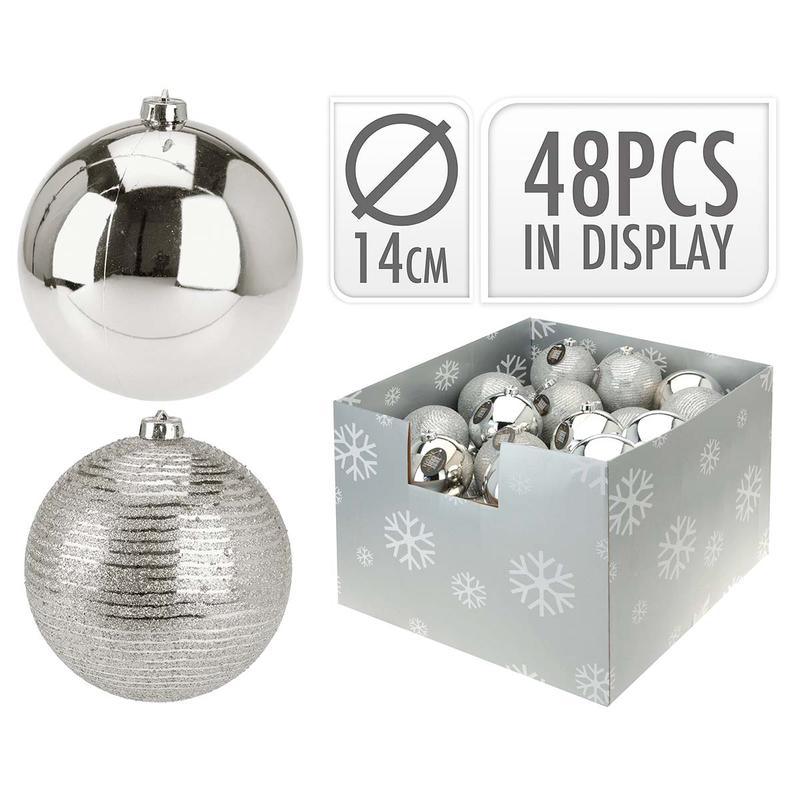 Plastic Ball Silver 2 Shapes 14cm - Default Title