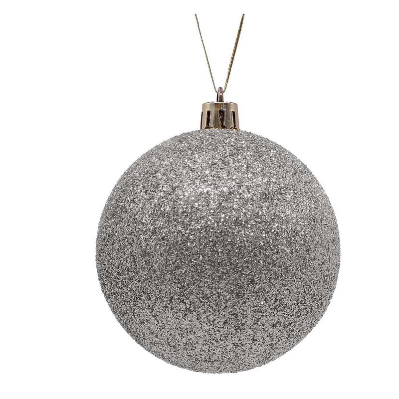 Plastic Ball Silver with Glitter S/12 6cm - Default Title