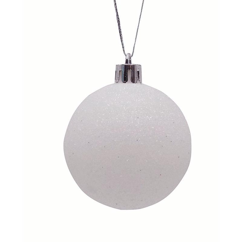 Plastic Ball White with Glitter S/6 8cm - Default Title