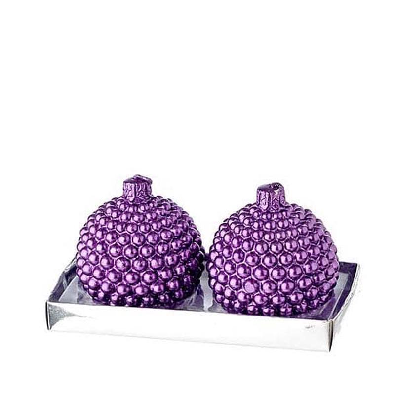 Purple Ball Candle with Pearls 8cm S/2 - Default Title