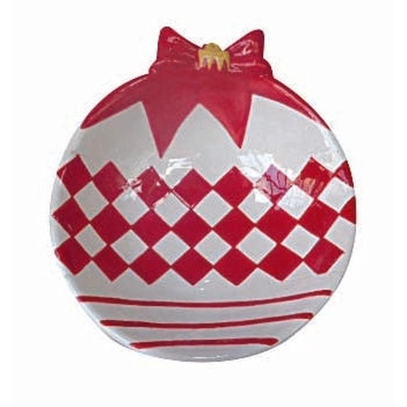 Red Christmas Ball Bowl 18x16x4 - Default Title