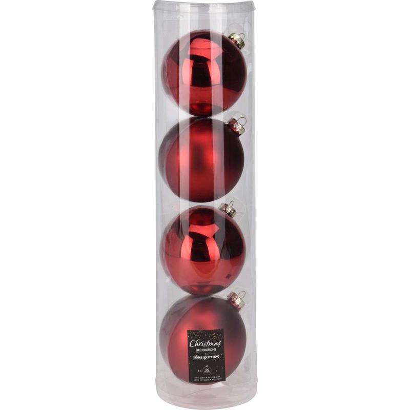 Red Glass Ball 10cm S/4 - Default Title