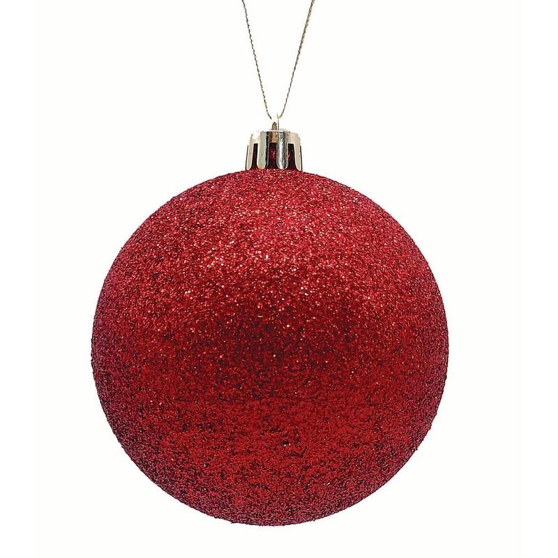 Red Plastic Ball with Glitter S/4 10cm - Default Title