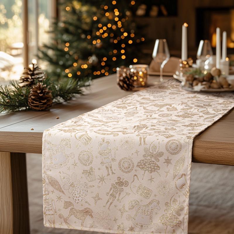 Runner Jacquard Nutcracker with Gold Lurex 40x150cm - Default Title