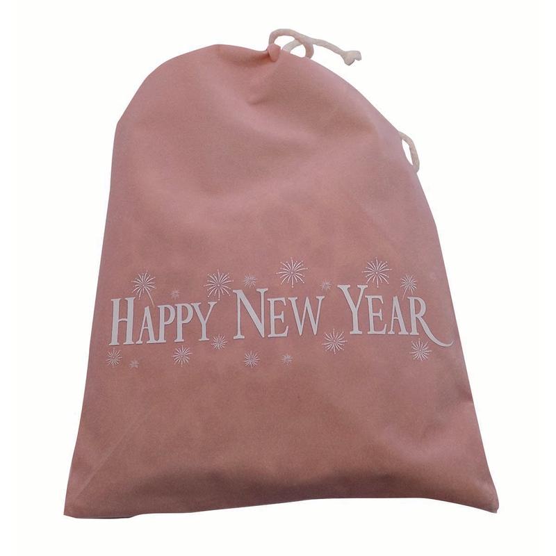 Velvet Pouch Pink Cord Happy New Year 30x40cm - Default Title