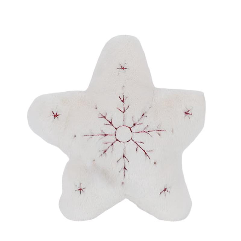 WHITE FUR STAR PILLOW WITH SNOWFLAKE 34x4x34 - Default Title