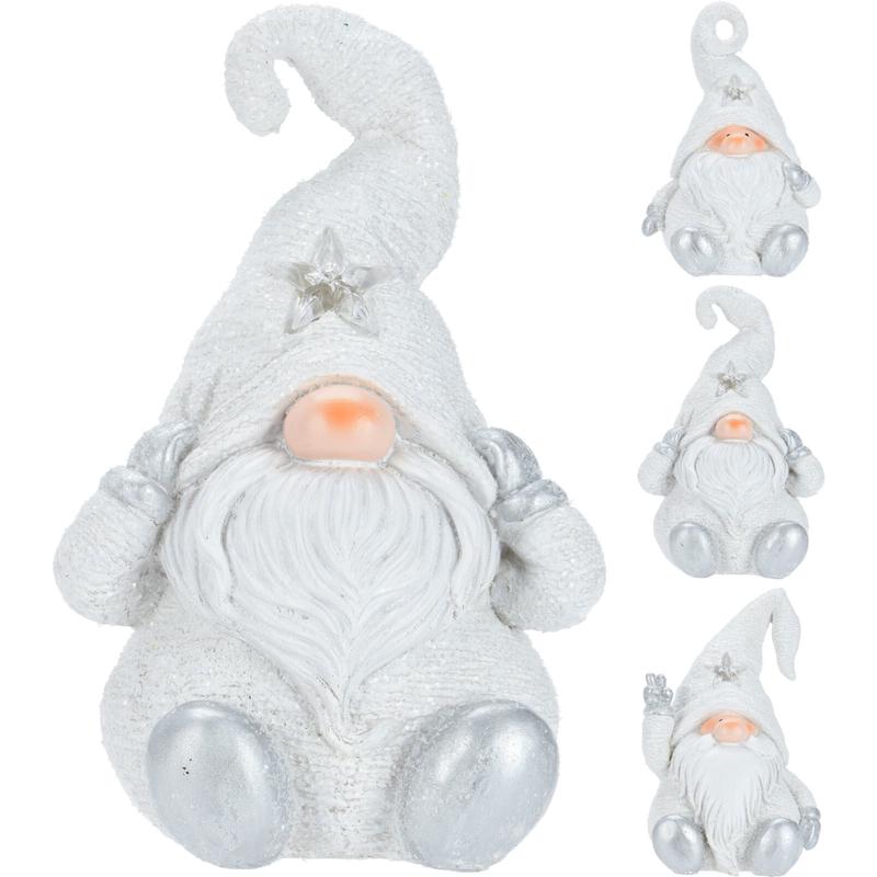 White Polyresin Dwarf 3 LED Lights 14x13x22