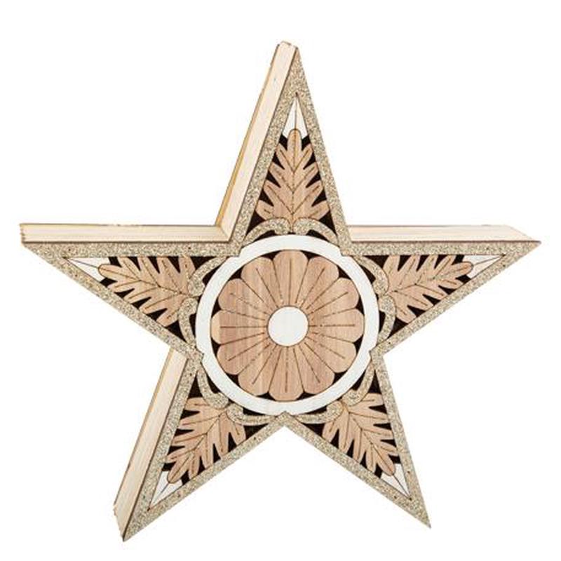 Wooden Star with Glitter 22x5x22 - Default Title