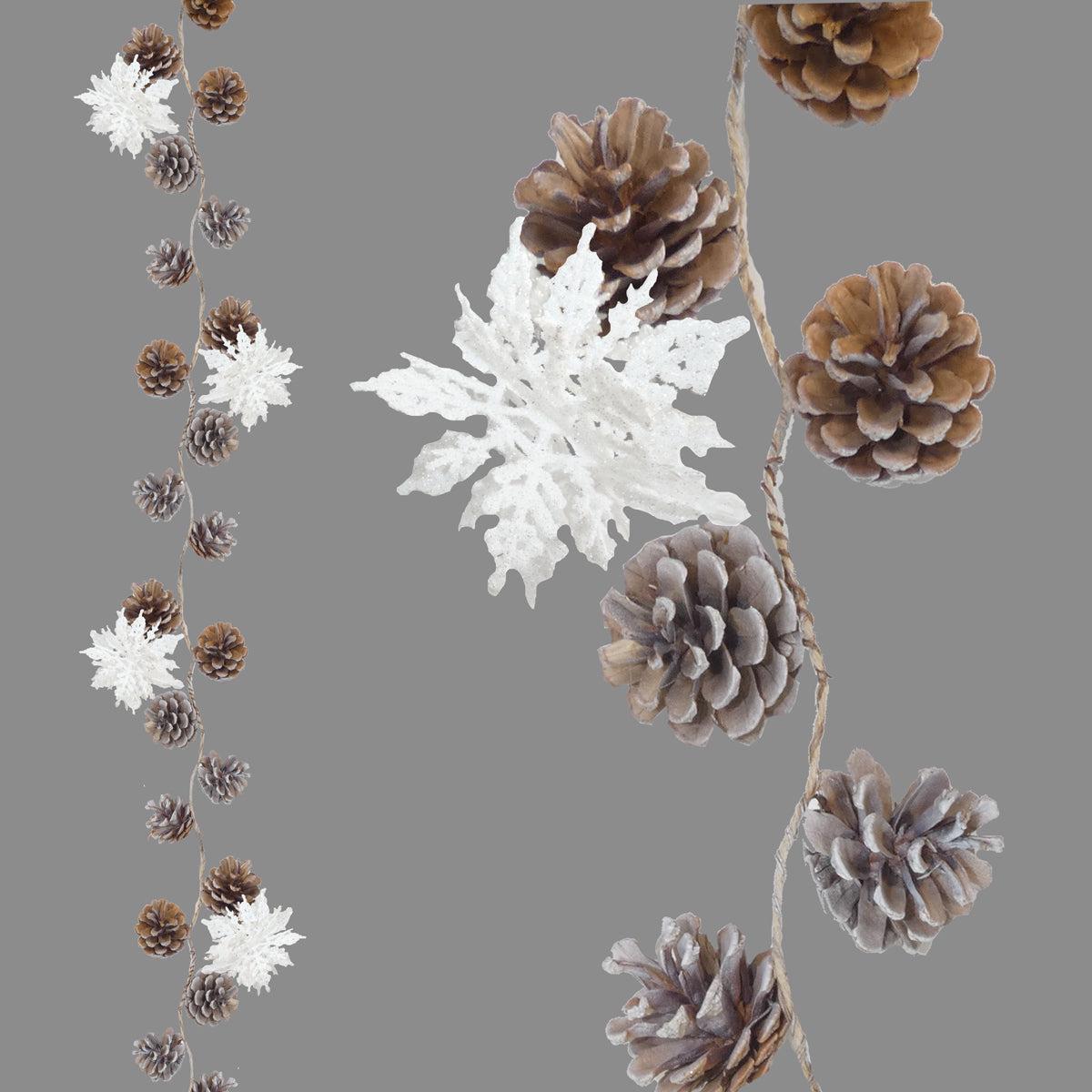 1.2m Pine Cone & 3D Snowflake Garland