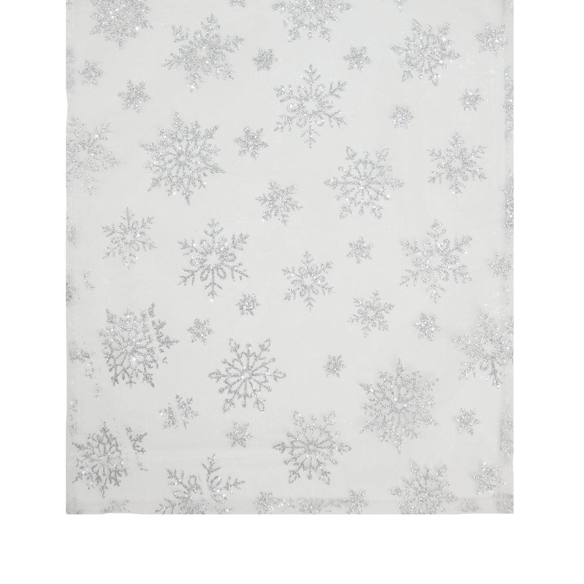 1.5m Silver Glitter Snowflake Runner