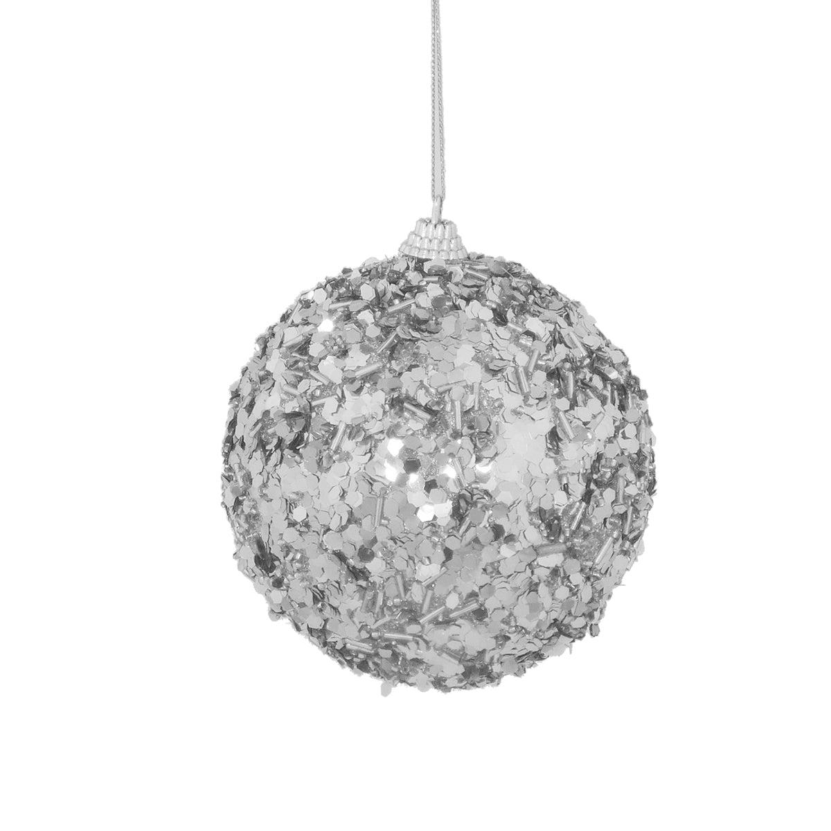 10cm Maxi Sequin Bauble - Silver