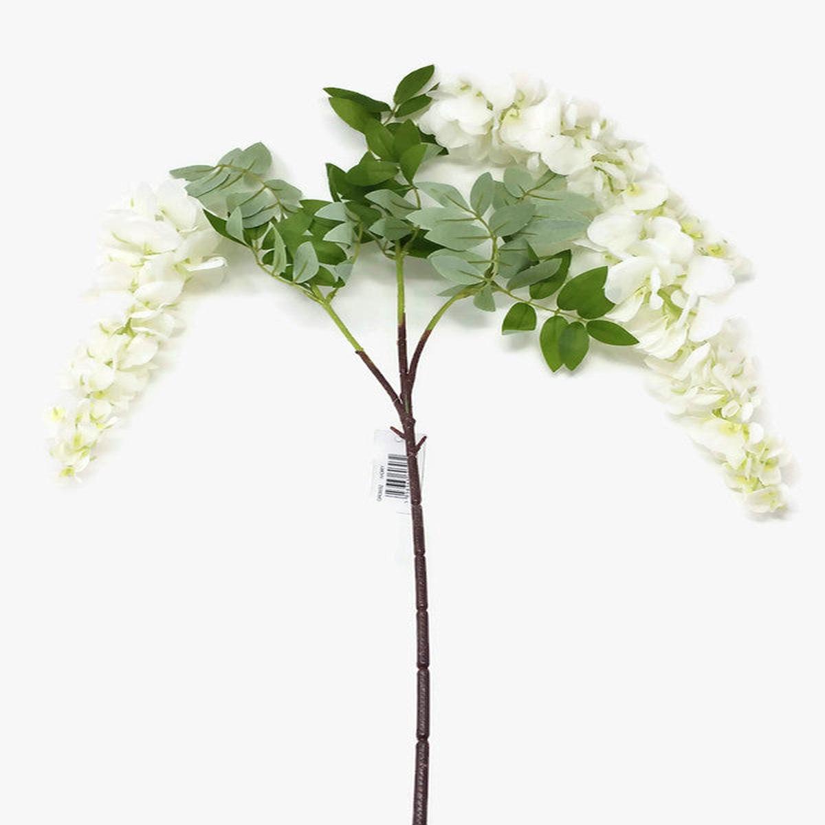 3 Head White Trailing Wisteria Stem x 100cm