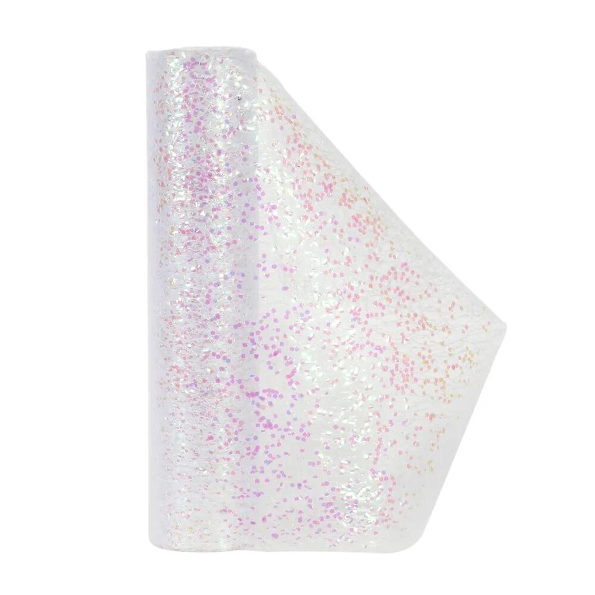 30cm x 5yds Glitter Fabric Mesh Runner - White