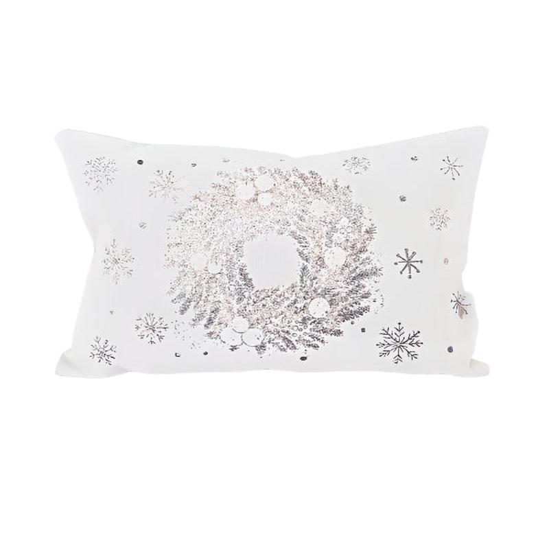 BEIGE CUSHION WITH METALLIC WREATH PRINT 50x5x30 - Default Title