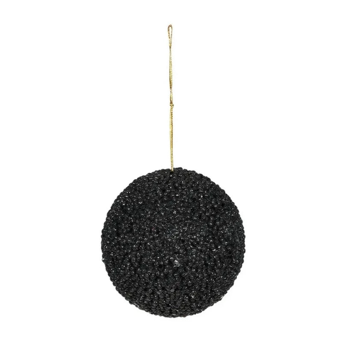 Black Beaded Glitter Bauble x 10cm