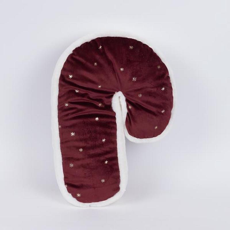 BURGUNDY VELVET CANE CUSHION WITH GOLD STARS 6x30x45 - Default Title