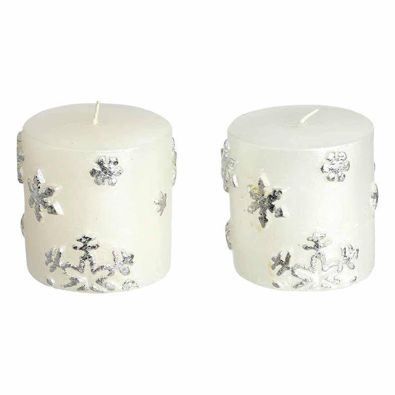 Candle Cylinder Silver S/2 7cm - Default Title