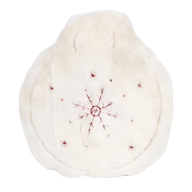 CHRISTMAS BALL PILLOW WHITE FUR WITH SNOWFLAKE 32x4x34 - Default Title