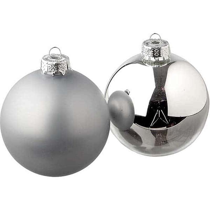 Christmas Glass Ball Silver S/12 6cm - Default Title