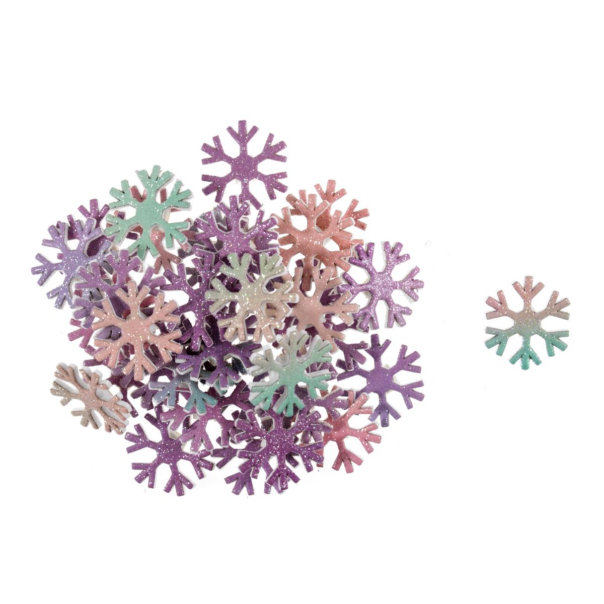 Craft Embellishments 35 Glitter Snowflakes -  Pearlescent