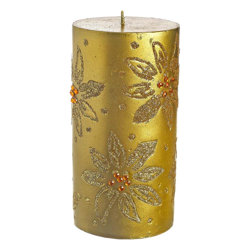 Cylinder Candle Gold 8x8x15 - Default Title