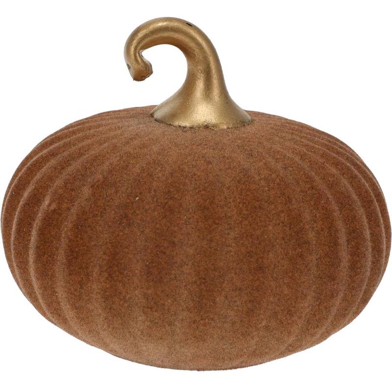 Glass Pumpkin with Brown Velvet 12x11cm - Default Title
