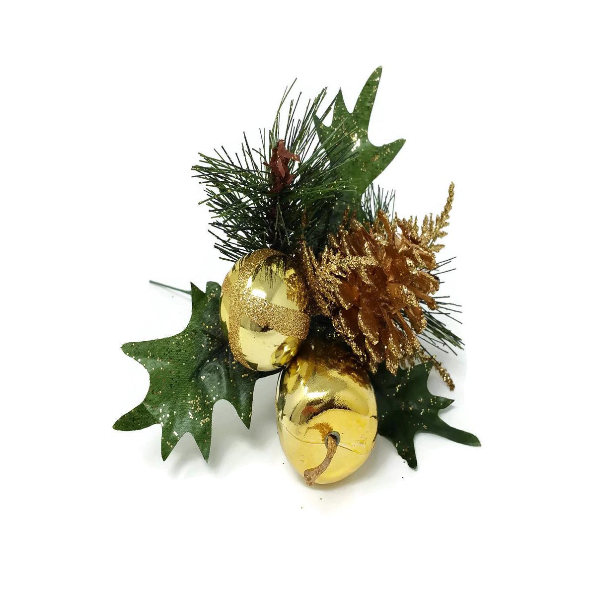 Gold Apple & Pine Cone Pick x 20cm