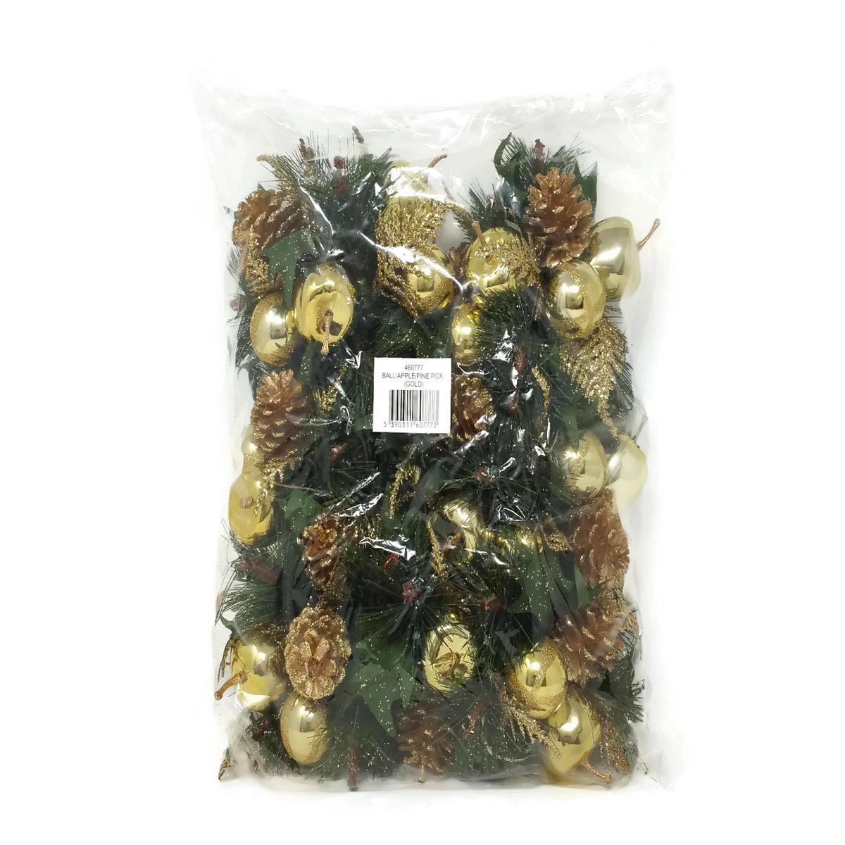 Gold Apple & Pine Cone Picks x 12 460777