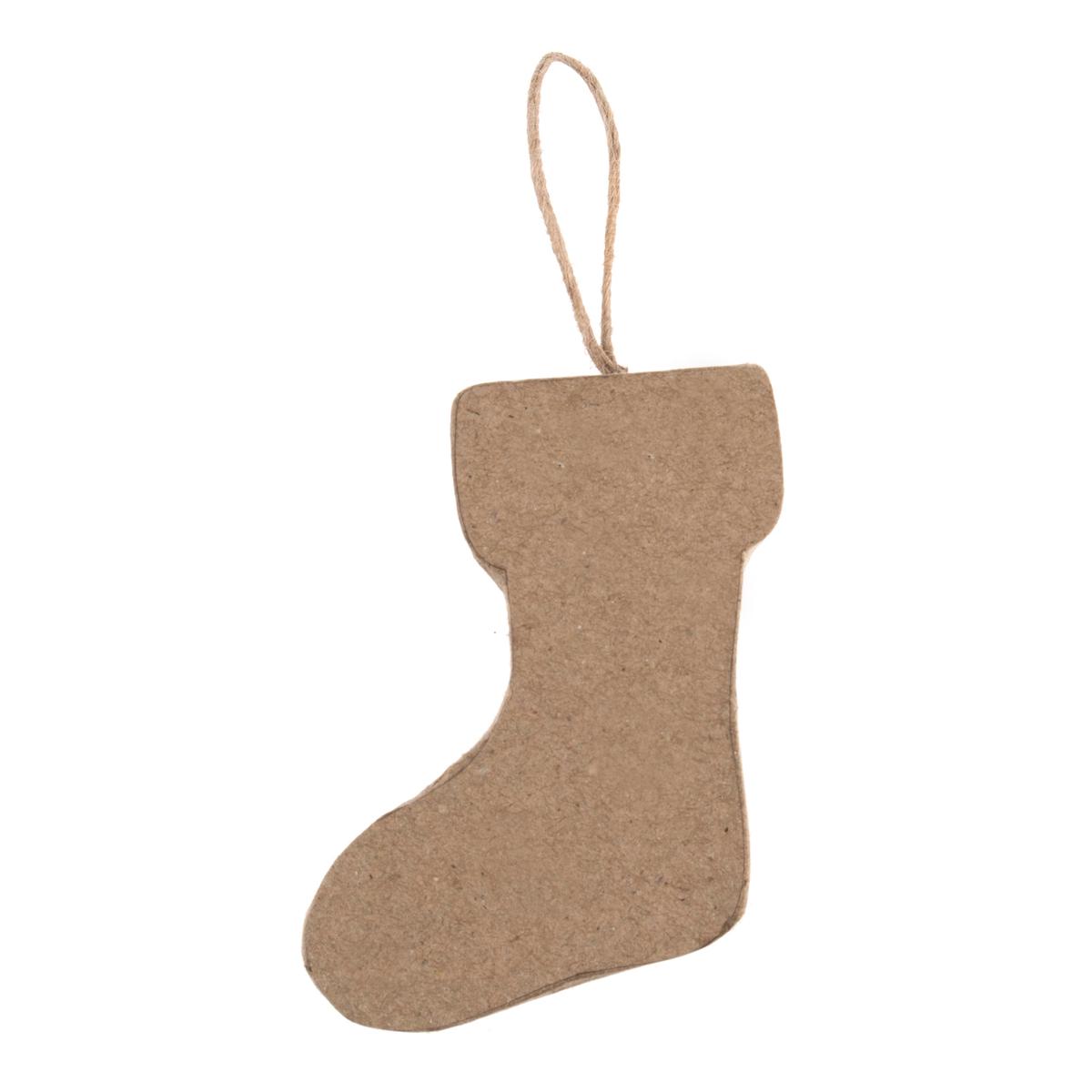 Hanging Papier Mach Decoration x 7cm - Christmas Stocking