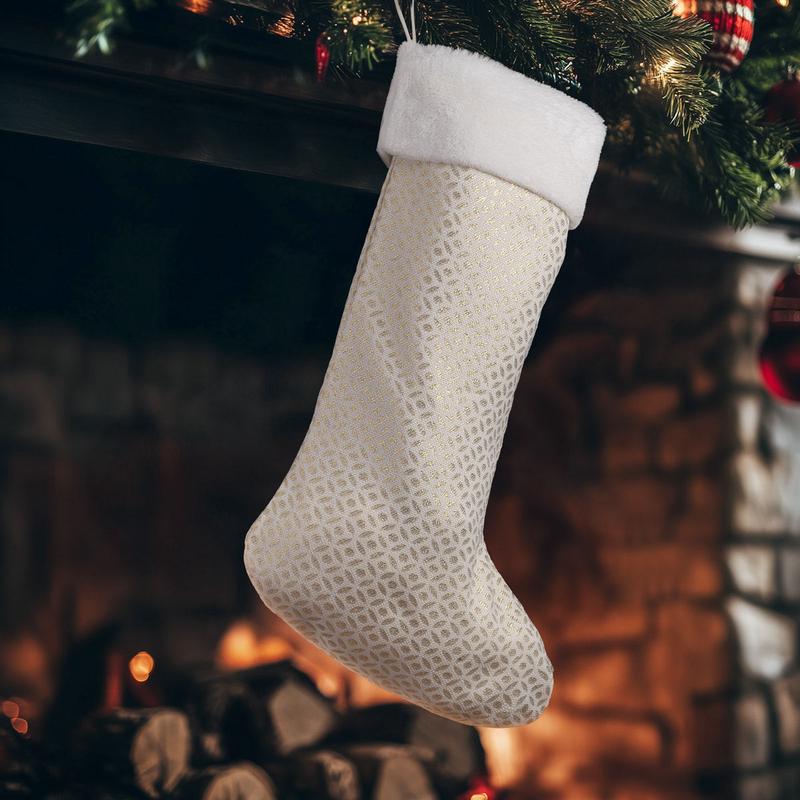 Jacquard Sock Ecru-Gold 50x30cm - Default Title