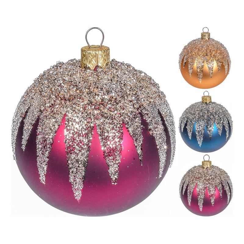 Matte Glass Ball 3 Shapes with Glitter 8cm - Default Title