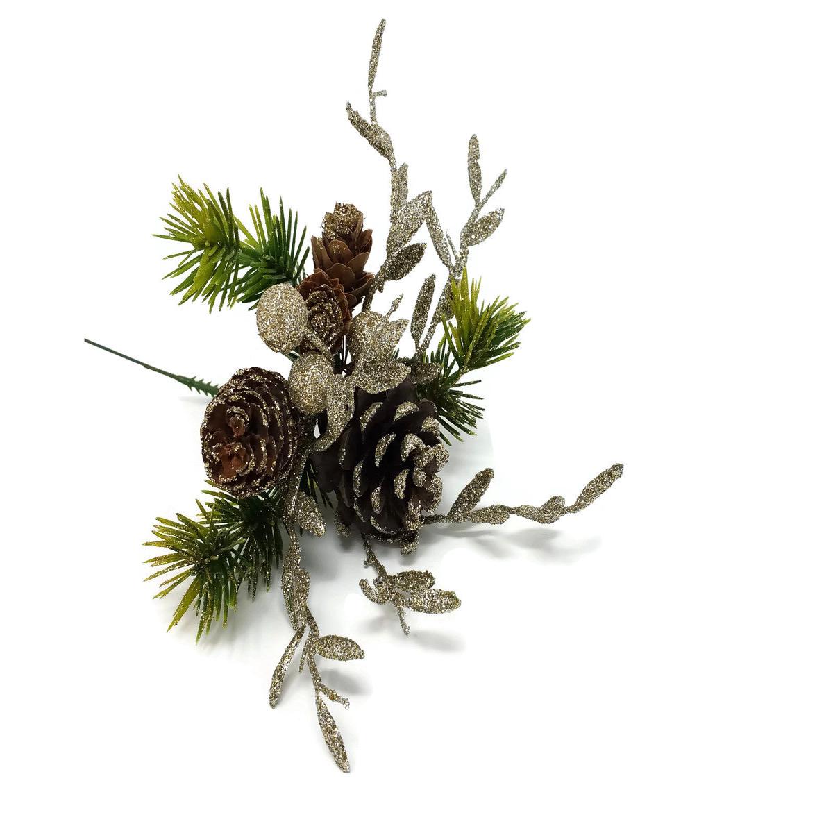 Mixed Pine Cone & Gold Berry Pick  x 18cm