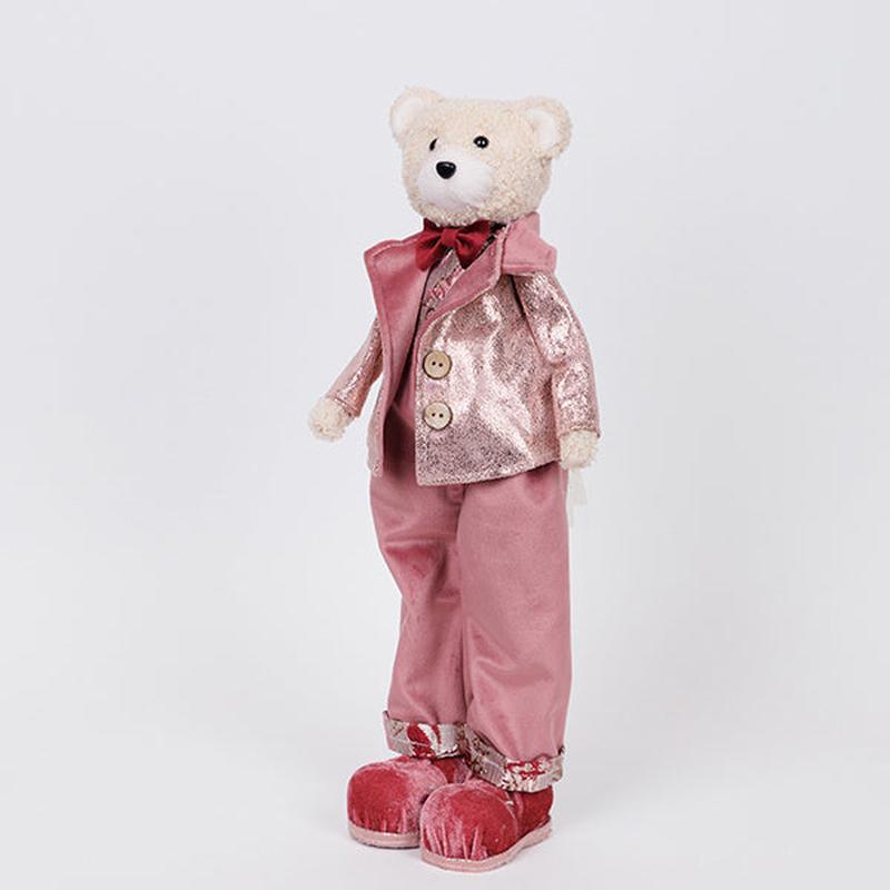MR. BEAR WITH PINK BURGUNDY CLOTHES 16x13x43