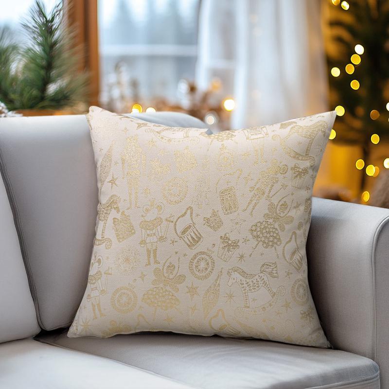 Nutcracker Jacquard Pillowcase with Gold Lurex 45x45cm - Default Title
