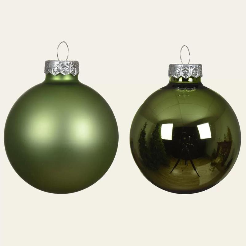 Olive Glass Balls 10cm 6 Pcs - Default Title