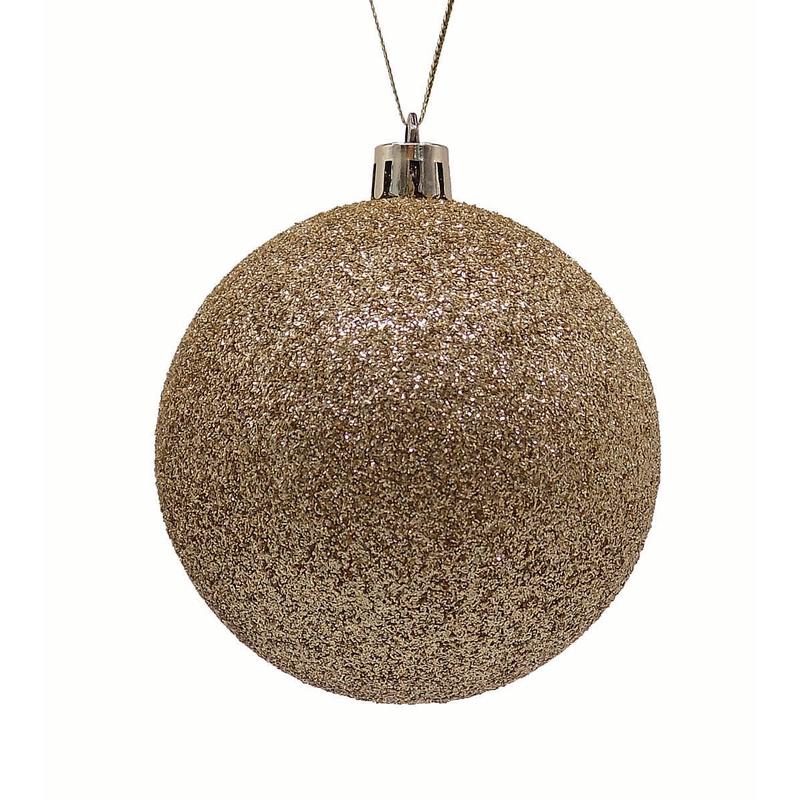 Plastic Ball Gold with Glitter S/4 10cm - Default Title