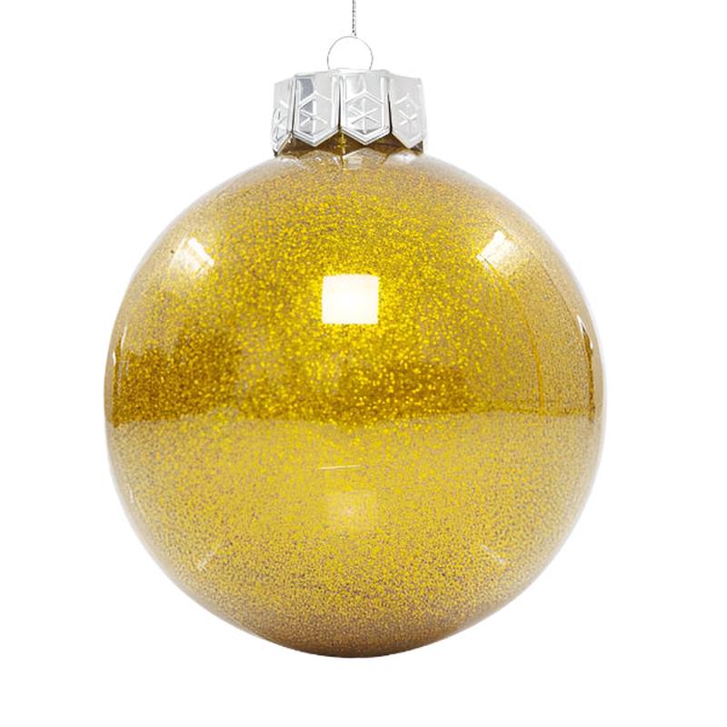 PLASTIC PET BALL CHAMPAGNE SHINY WITH GLITTER SET OF 2 PCS 13cm - Default Title